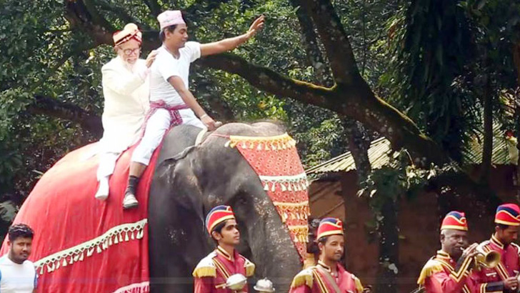 বর বেশে হাতির পিঠে এটিএম শামসুজ্জামান