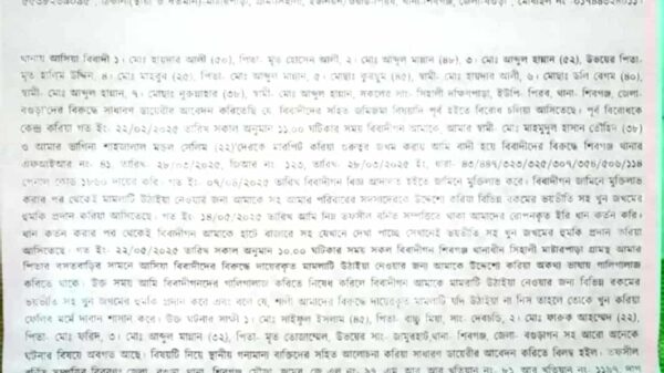 মামলা উঠাইয়া নিতে বাদীকে হুমকি, থানায় জিডি