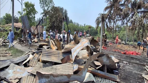 নোয়াখালীর ভূঁইয়ার হাটবাজারে অগ্নিকাণ্ডে ২৪ টি দোকান পুড়ে ছাই