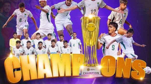 সাফ অনূর্ধ্ব-২০ চ্যাম্পিয়নশিপের শিরোপা জয়ে বাংলাদেশ অনূর্ধ্ব-২০ ফুটবল দলকে যুব ও ক্রীড়া প্রতিমন্ত্রীর অভিনন্দন