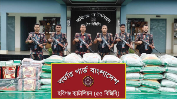 হবিগঞ্জে বিজিবি’র অভিযানে ৯৫ লাখ টাকার ভারতীয় পণ্য আটক